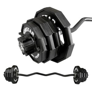 블랙샤프트 중량컬바 무게조절 이지바 프리쳐컬 바벨컬 팔운동 17kg세트 락조 마구리