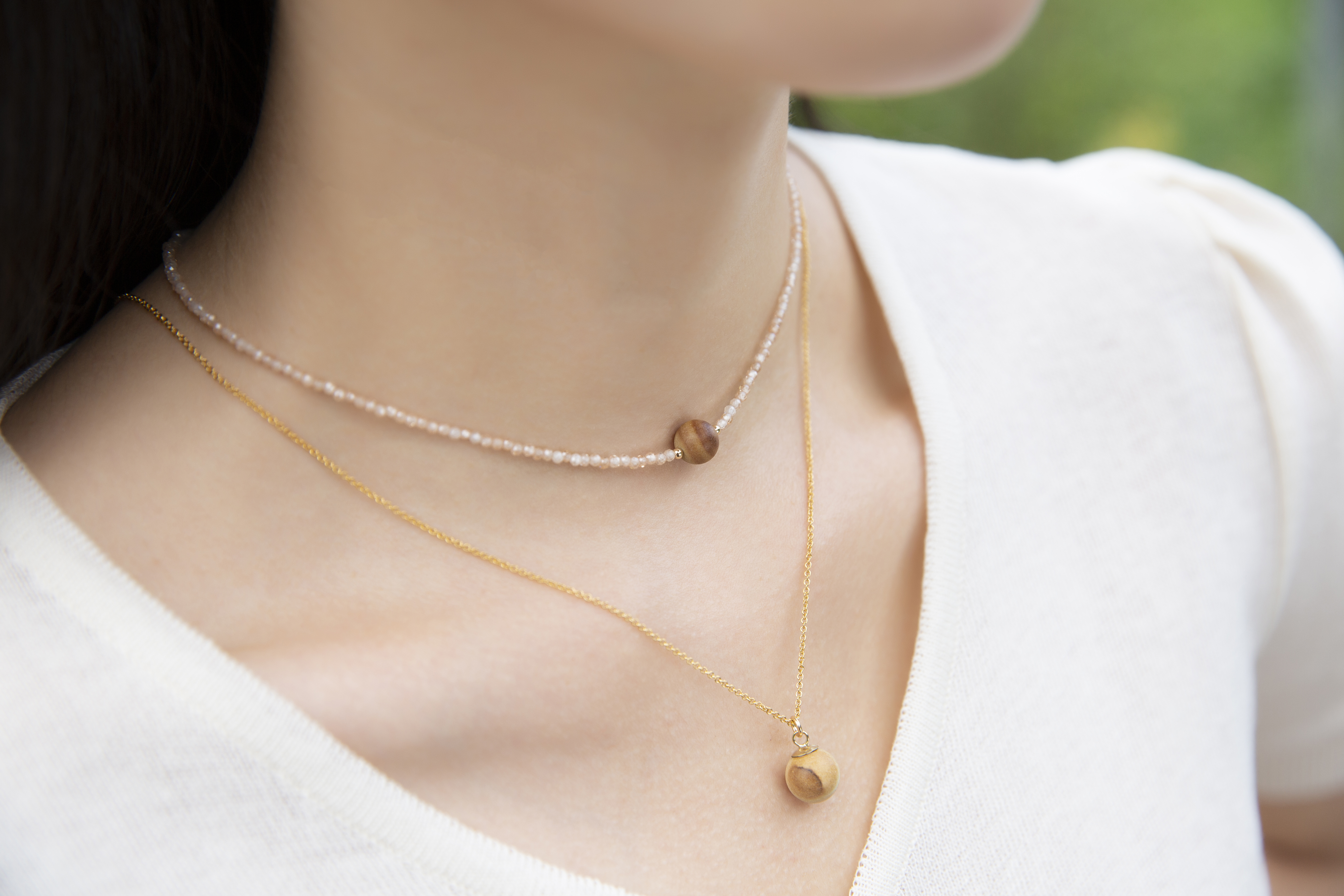 운기석 U 체인 목걸이 - 14k Gold Filled Bar