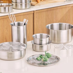 쿠자 316Ti 스텐용기 보관용기 원형트레이