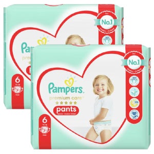 유럽산 팸퍼스 프리미엄케어 기저귀 pampers 팬티 6단계_2팩 총62매