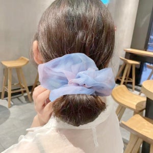 이쁨달다 수채화곱창 Lsize 빅 오간자 머리끈 그라데이션 파스텔 슈슈 스크런치 연예인곱창