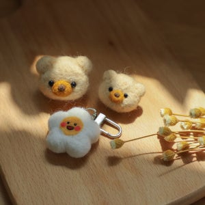 취미생활 양모 펠트 니들 인형 공예 키트 키링 배지 만들기 3개 완성 솜씨키트