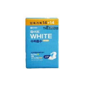 화이트 수퍼흡수 맥시슬림 대형기획 대용량 생리대 14+14개입