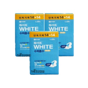 화이트 수퍼흡수 맥시슬림 대형 기획 생리대 14+14개입x3팩
