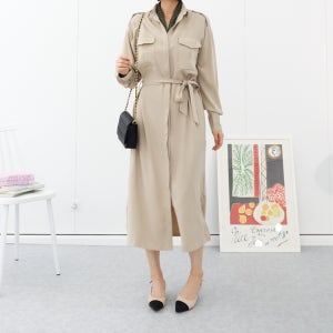 심플 포켓셔츠원피스- 롱 가을 간절기 치마 스커트 30 40대여성 포멀 심플 모임 이지룩