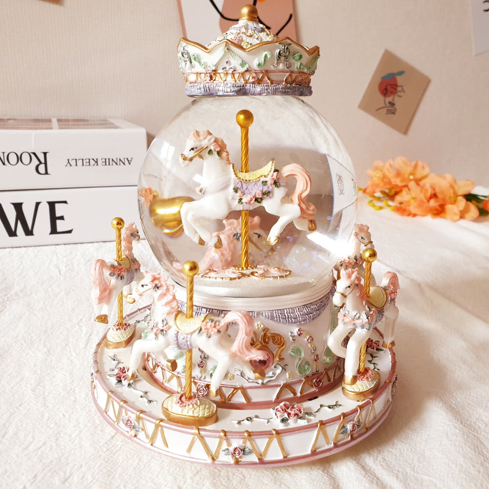회전목마 오르골 천공의성라퓨타 지브리 오르골 크리스마스 선물 화이트
