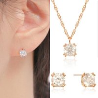 [퓨어몬드] 시뮬럿다이아 0.5ct 솔리테어 트윙클 목걸이귀걸이 SET