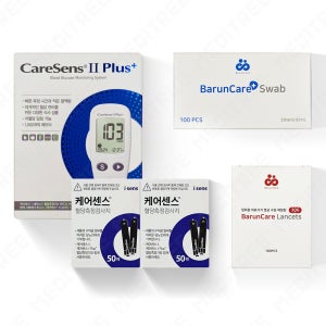 케어센스2 개인 혈당시험측정기+시험지110+멸균침110개+솜100매세트
