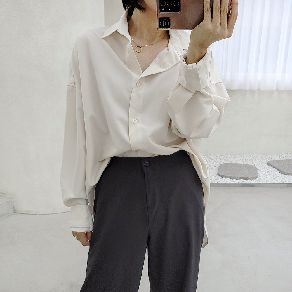 맘 노구김 오버핏 드랍 셔츠