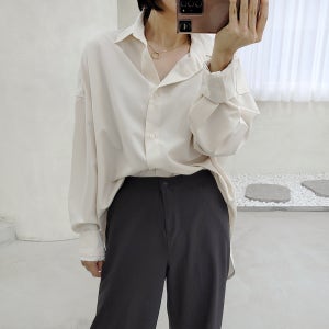 맘 노구김 오버핏 드랍 셔츠