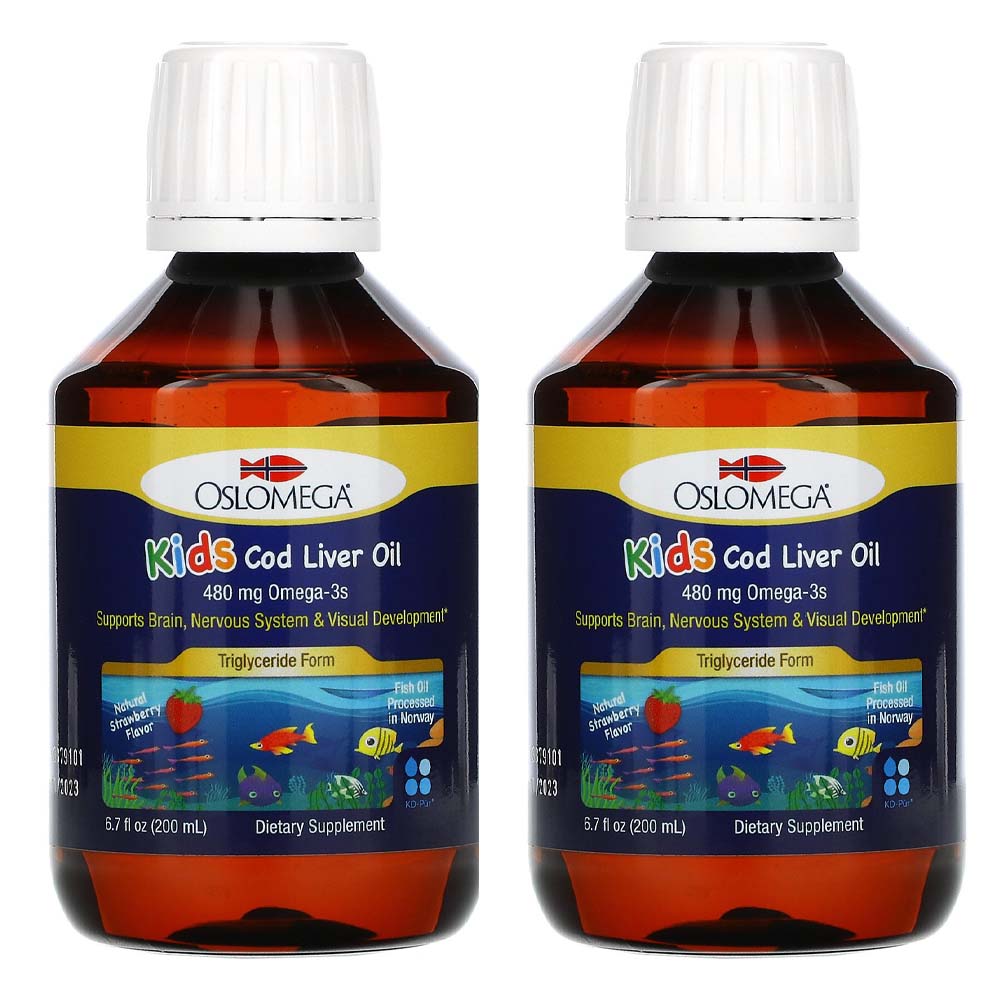 오솔로메가 노르웨이산 키즈 <b>코드리버오일</b> 딸기 480mg 200ml 2개