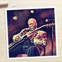 100% 수제 유화 손 BB KING 블루스 기타 포스터 그림 캔버스 페브릭 포스터