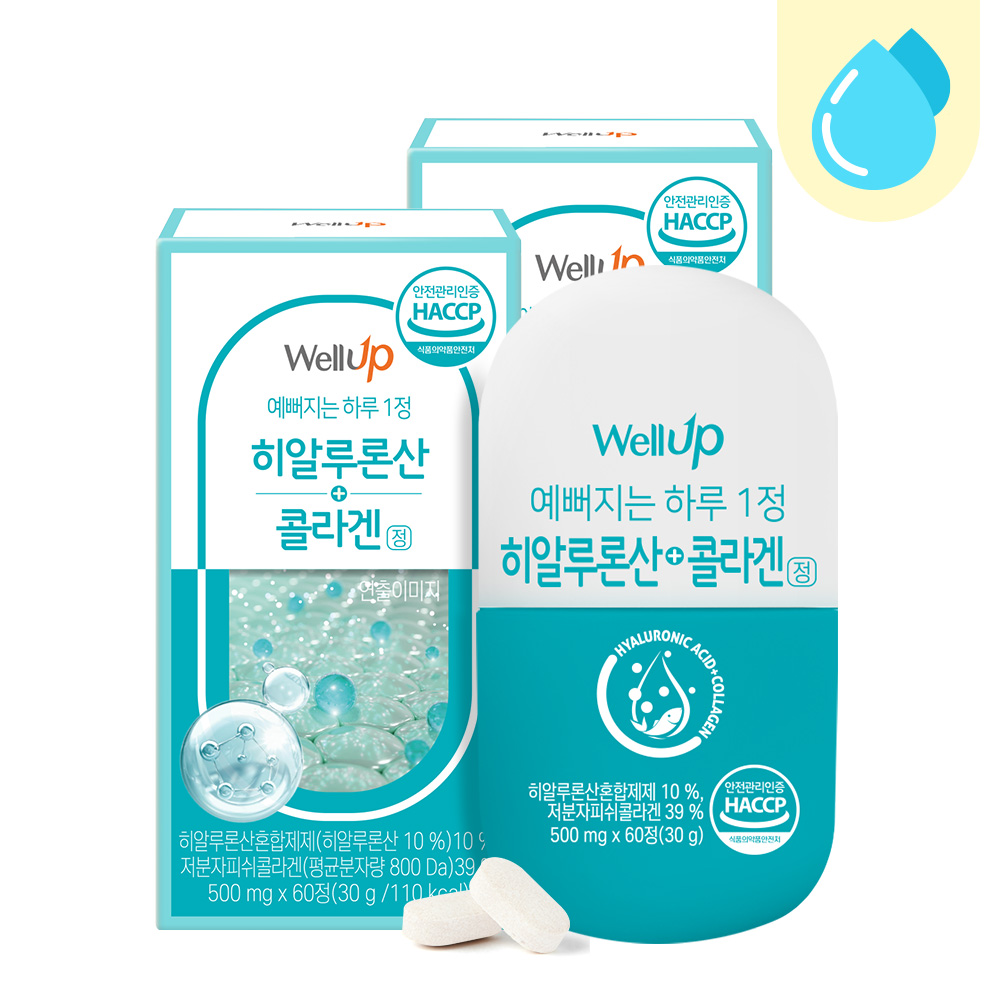[4개월분] <b>로엘</b> 웰업 히알루론산 <b>콜라겐 정</b> (500mg x 60정) 2통