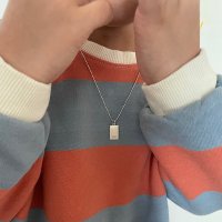 [실버미아방지목걸이] squarebar necklace 유아 어린이 커플 각인 실버목걸이