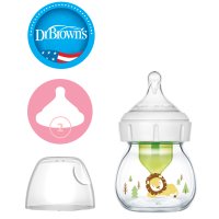 닥터브라운 젖병 유리 데코 60ml 1P - 0단계 꼭지포함, Dr Browns Anti-Colic Baby Bottle Wide-Neck Options+