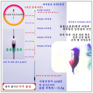 피에프투 나노led적색1 녹색6점등 7점등1미터찌 민물낚시전자찌북두칠성11호추 9.7그램