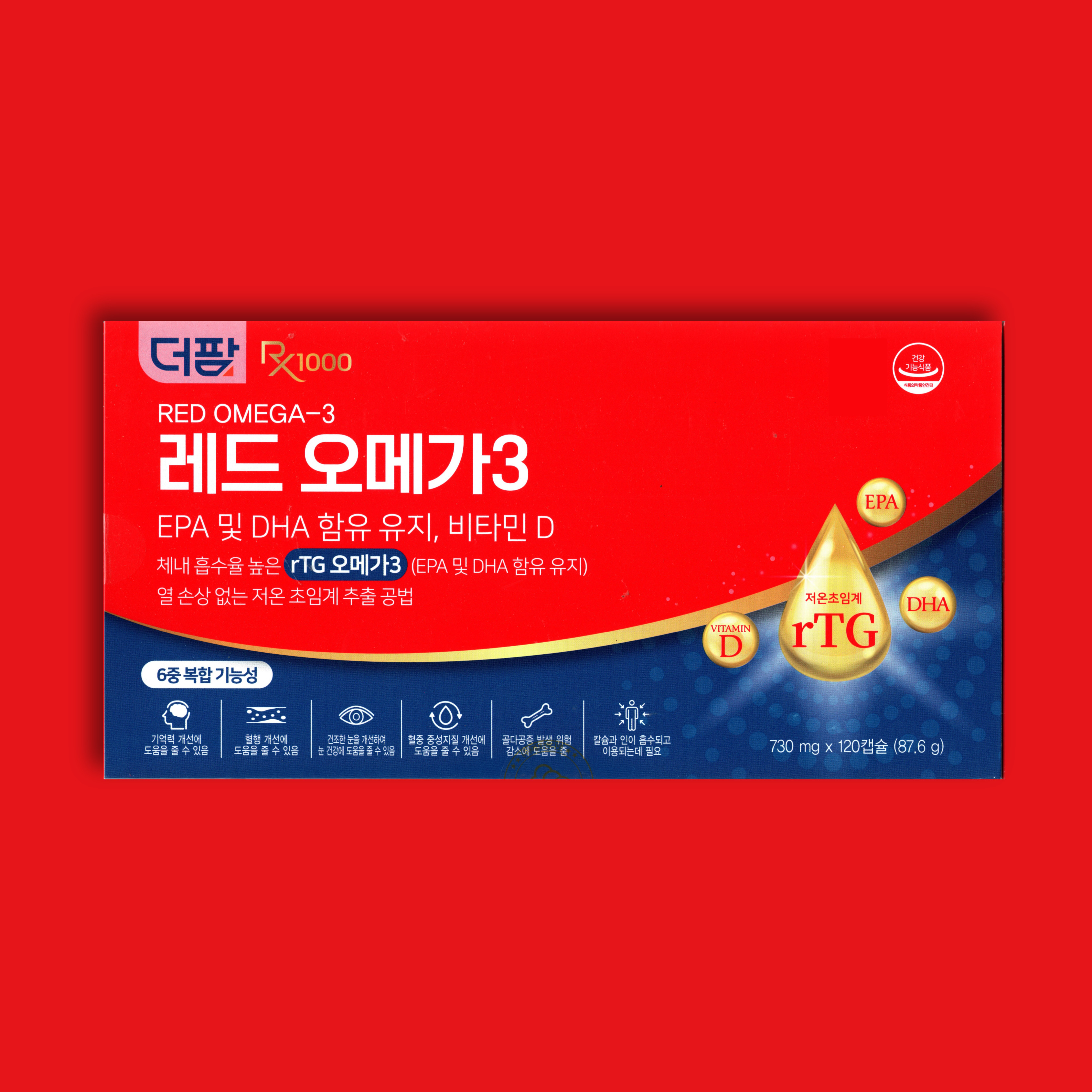 더팜 <b>레드 오메가</b>3 730mg x120캡슐 (2개월분)