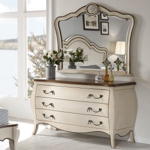 프렌 원목 화장대 세트 엔틱 서랍장 입식 콘솔 화장대 안방 수납 고급 가구(아이보리)