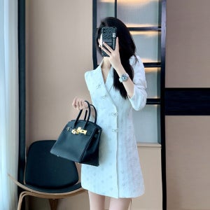 프렌치 하이엔드 화이트 카라 키즈 더블버튼 긴팔 정장 원피스