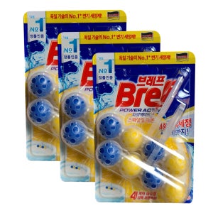 헨켈 브레프 파워액티브 변기세정제 듀오팩 2P X 3개 레몬향 파인향 오션향