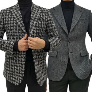 프리미엄라인 헤링본 울 빅사이즈 가을 겨울 남자 남성 콤비 자켓 마이 블레이져 정장자켓
