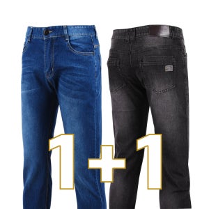 1+1 맨하트 춘추용 일자 스판청바지 스탠다드 블루진 블랙진 데님팬츠