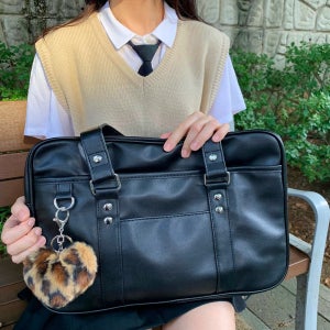 라지 일본스쿨백 블랙가죽숄더백 일본학생가방 jk 하이틴 갸루 스퀘어 노트북 보부상