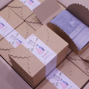 제주송월타올 결혼식 조문객답례품 퇴직답례품 뱀부얀수건 격자40세면타월