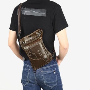 캐주얼 소가죽 슬링백 라이더 힙색 상남자 휴대용 여행 미니 가방 힙쌕