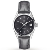 [정품] Tag Heuer Carrera Quartz Grey Dial Grey Leather Strap Womens Watch WBK1313.FC8260