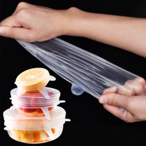 6종세트 만능 실리콘 뚜껑 덮개 반찬 랩 보관 밀봉 덮게 요술 용기 커버 그릇