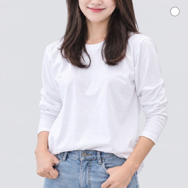 흰티 기본티셔츠 면티 긴팔 무지 라운드 국산 20수 흰색 이너 레이어드