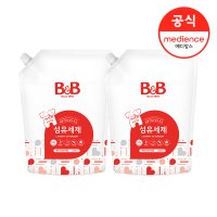 비앤비 아기 유아 세탁 섬유세제 베이비파우더 1500ml 리필형 2개입