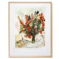 마르크 샤갈 에디션 판화 - 붉은 꽃다발과 연인 I Marc Zakharovich Chagall – Bouquet Rouge et Amant