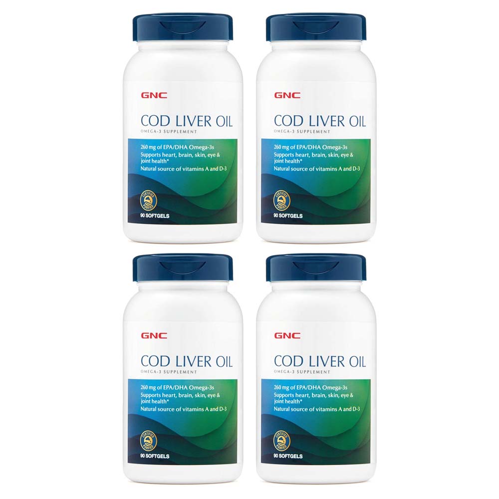 GNC <b>코드 리버 오일</b> 대구간유 90정 4병 Cod Liver Oil