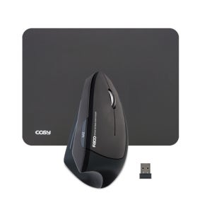 마우스+패드 2 in 1 좋은 그립감 편리한 6버튼 손목보호 버티컬 무선 마우스 패드 세트