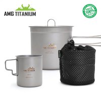 에이엠지티타늄 코펠(1L/케이스포함) 싱글컵 340ML(광목케이스증정) 샌딩 SET 캠핑 백패킹 AMG TITANIUM