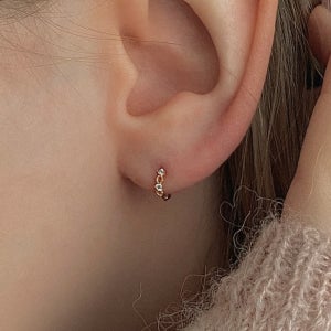 14k 코튼 큐빅 미니 원터치 링 귀걸이