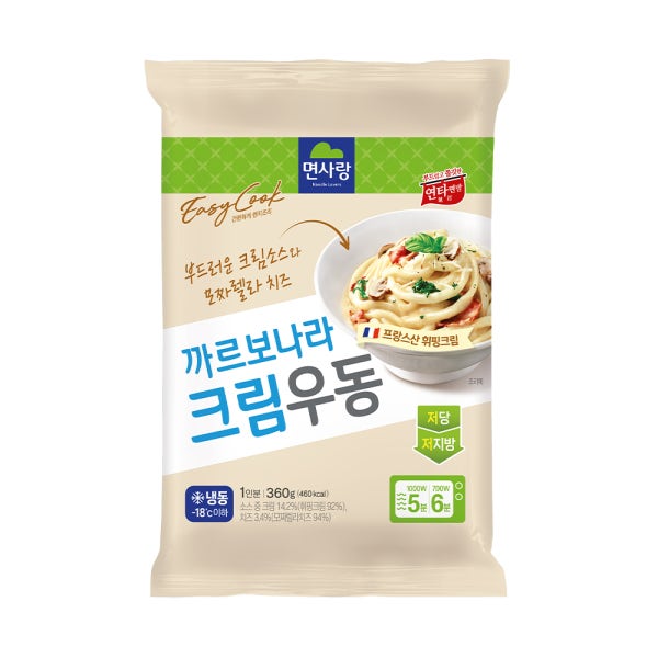 면사랑 까르보나라크림우동 용기면 360g (냉동)