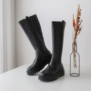 롱첼시부츠 워커 장화 뒷지퍼 키높이 통굽 5cm