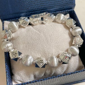 12mm 10mm 실버 팔각염주 은 염주팔찌 / 남자팔찌 종교 화이트골드 도금