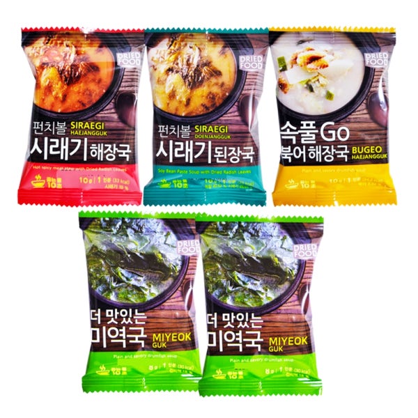 청솔 간편 동결건조 블럭국 즉석국 5개입 4종류 조합 (해장국/된장국/북어국/미역국)