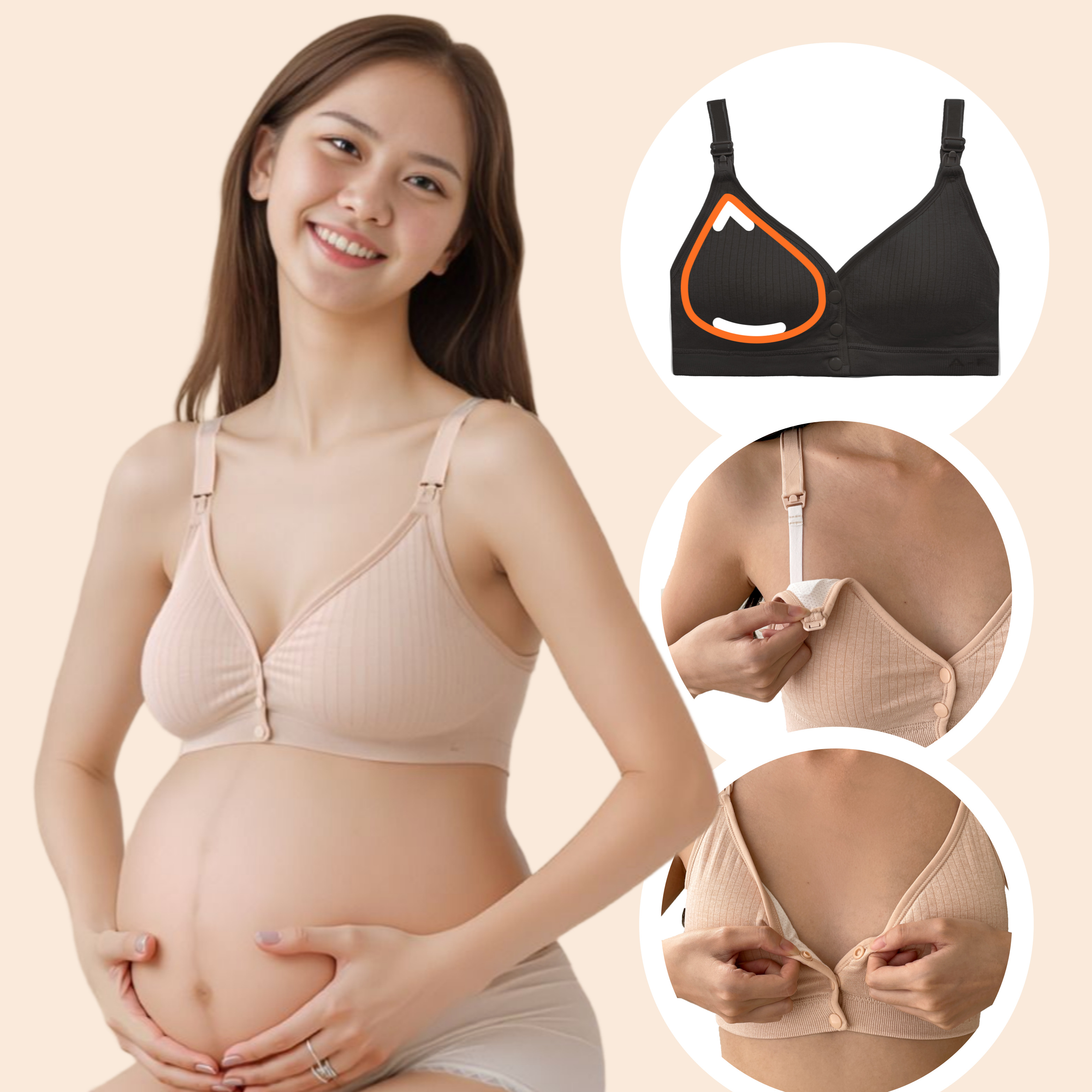 [원단검사완료] 에이투에프 패드일체형 앞버튼 소프트 수유브라 노와이어 <b>임산부</b> 속옷 빅사이즈