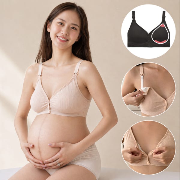 원단검사완료 패드일체형 앞버튼 소프트 수유브라 노와이어 임산부 속옷 빅사이즈