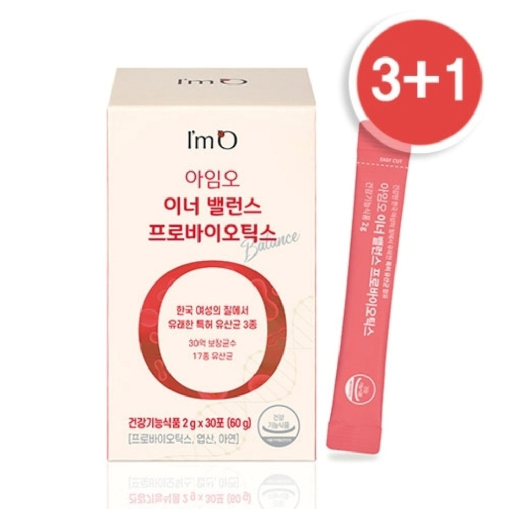 [3+1]<b>아임오</b> 이너 밸런스 프로바이오틱스 여성 질유래 특허유산균 아연 <b>엽산</b> 3중 기능성