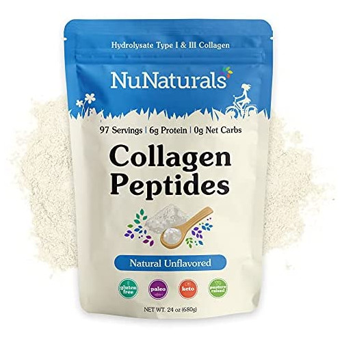 NuNaturals Premium Unflavored Gelatin Powder, 1 Pound, Unflavored
