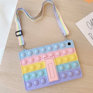 팝잇 스트랩 스탠드 실리콘 태블릿 케이스 stc080 레인보우, 갤럭시 탭 A (10.1인치)