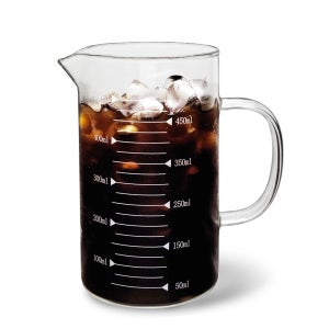 홈카페 내열유리 핸들 비커 계량컵 500ml 음료용 눈금 계량유리컵