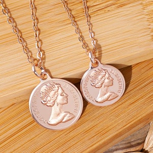 14K18K 델로엘리자 양면 코인 펜던트 목걸이