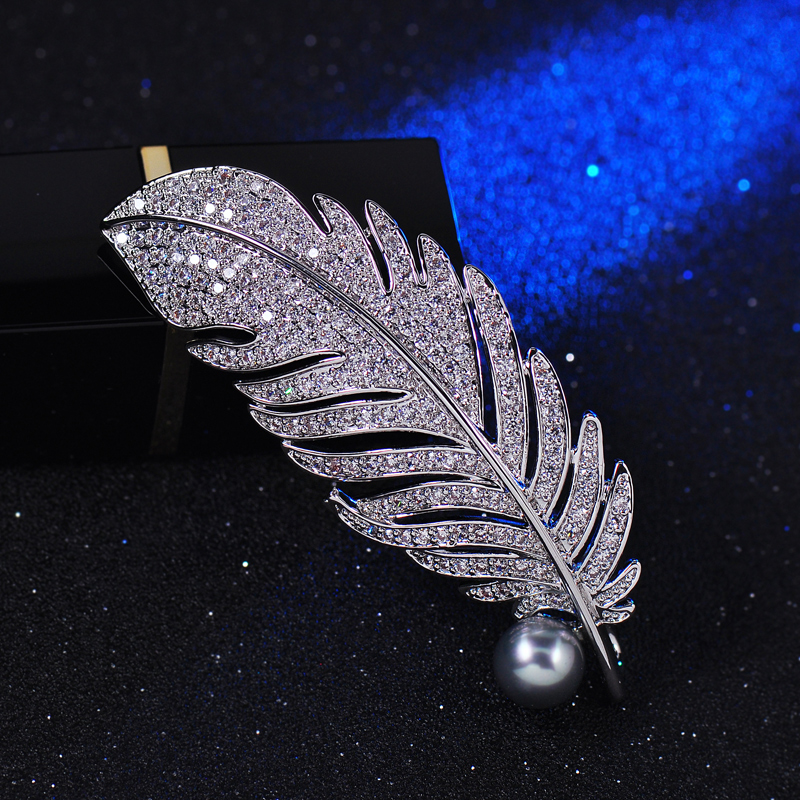깃털 꽃 브러치 코사지 보석 브로치 패션 여성 액세서리 남성과 장식 체인 스